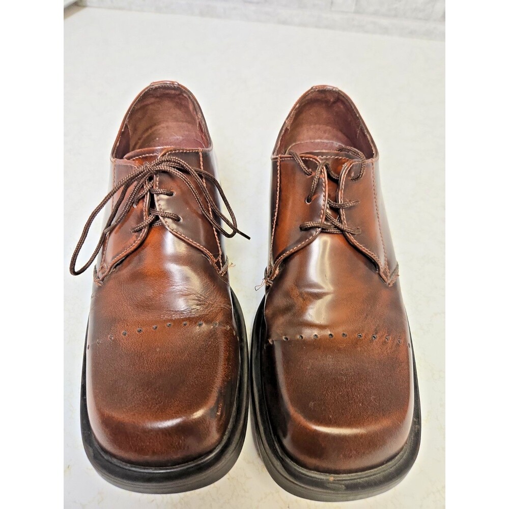 Bed Stu Men’s Brown Leather Square Punched Toe Oxford Shoes 8.5 Made in Mexico